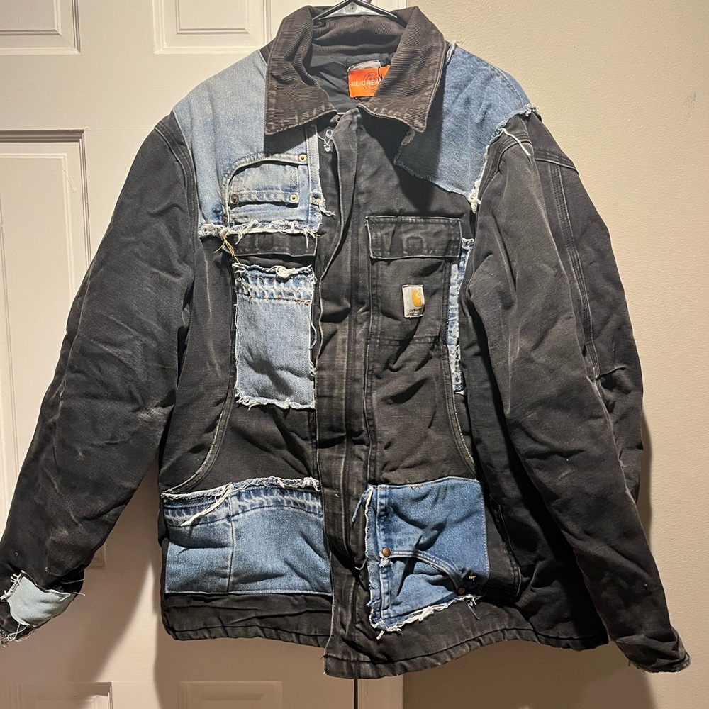 URBAN RENWAL Carhartt Men's Black and Blue Patchwork Jacket BRAND NEW NEVER WORN